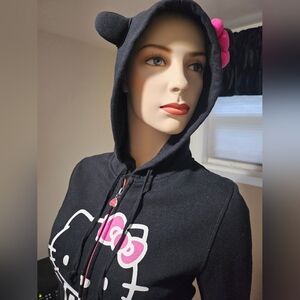 HELLO KITTY VANS HOODIE RARE FULL ZIP SWEATSHIRT WITH EARS SMALL